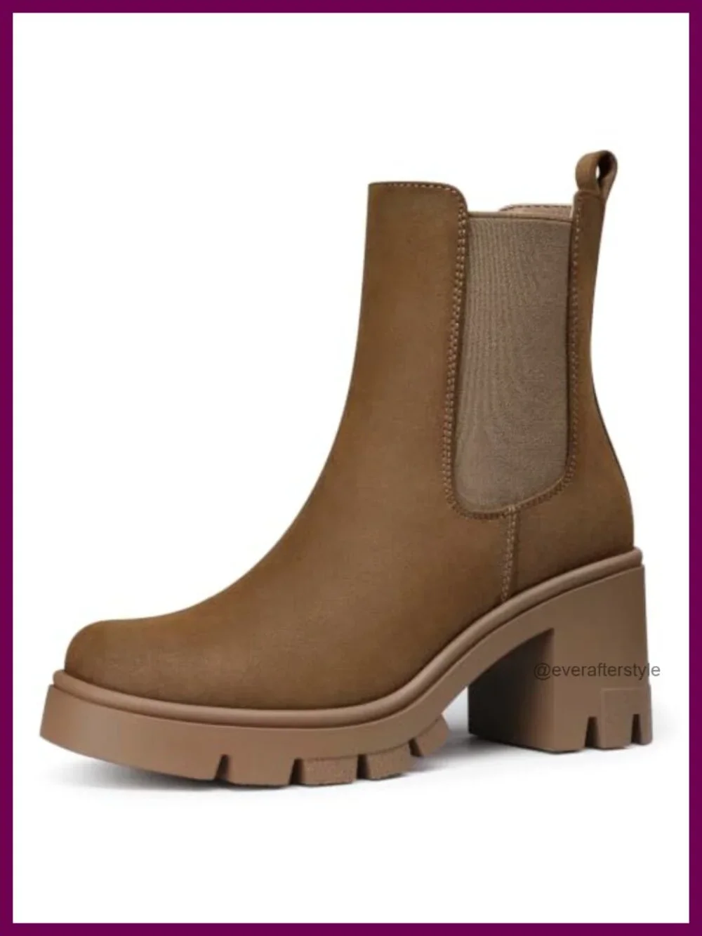 Women's Chelsea Ankle Boots 2.9 Inch Platform Block Heel PU Suede
